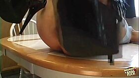 Feeding His Brunette Girl Cum from Pussy After Anal Doggystyle