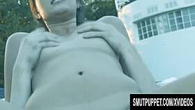 Anastasia Black Rides Boyfriend's Dick Near Pool In Brunette Hardcore Cumshot