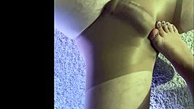 Wife Makes Husband Wear Wet Pantyhose During Footjob