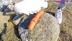 Girl Plays With Sweaty Fila Sneakers And Wet Nylons