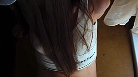 cute girl says, 'fuck my ass hard on the table'