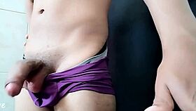 cum with purple boxer in this gay young 18+ pov double cock masturbation scene 😏