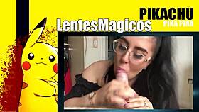 gordita with glasses sucks and swallows cum