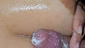 i'm in the bathroom masturbating with my big ass stepmother, her big pussy getting fucked hard