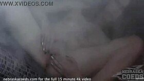 Barely 18YO Cacao Lipstick Dildo Play in Naked Sauna Jacuzzi!