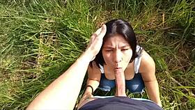 Outdoor Couple Sucks and Cums Secretly