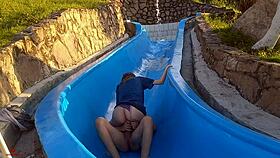 Stepsister Stuck In Pool Slide, I Fuck Her Wildly