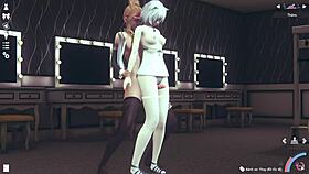 Girlfriend rides friend in cowgirl position for intense thighjob action