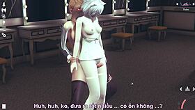 Girlfriend rides friend in cowgirl position for intense thighjob action