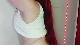 beautiful redhead babe gets fingered and gives blowjob at work