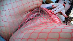 wearing red pantyhose, i twerk on daddy's face with my tongue out