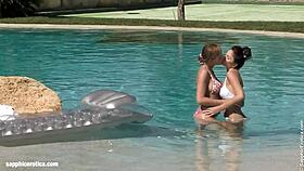 billy and jaquelin dive into poolside lesbian fingering and cunilingus fun