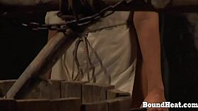 Bound Lesbian Slave Whipped and Fucked with Strapon in Domination