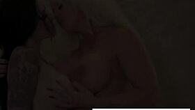 Amazing milf 3-way with three super stacked girls