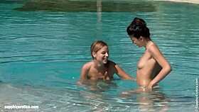 billy and jaquelin dive into poolside lesbian fingering and cunilingus fun