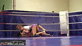 i'm watchin these lesbain euro chicks wrestlin in the boxin ring with their small tits bouncin