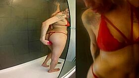 hey check out mrs jollies reviewing that heated dildo in the shower for some fun masturbation action