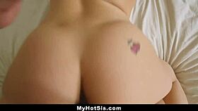 Step bro threatens his stepsis to strip for him in POV riding and cumshot.