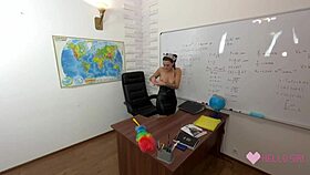 Following the cleaning lady after class