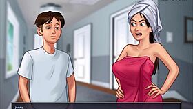 summertime saga - anon watched his step-sister nude body while she take bath and other nude girls