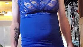 Shemale Teases Cock In Blue Dress Part Two