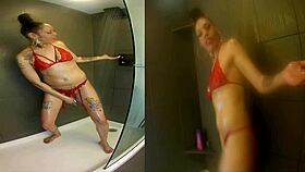 hey check out mrs jollies reviewing that heated dildo in the shower for some fun masturbation action