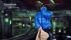 Intense MASTURBATION in Nylon Dreams Super Puff Jacket