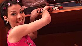 Sexy skinny milf rides dildo roughly at home.