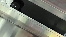 flashing at laundry mat to mature lady she looks shocked