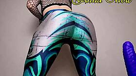 Wow, that juicy PAWG twirls her spandex-clad ass, riding a big dildo until her creamy pussy leaks everywhere!