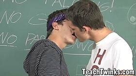 Twinks Caleb Coniam and Ashton Rush Engage in Anal Fucking in Classroom