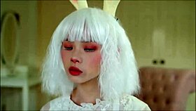 Bad boy bunny in Halloween costume, cumshot fun