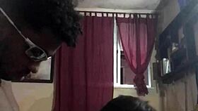 Muleque da quebrada sucking big black cock outdoors