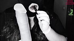 Oh, that skinny brunette's passionate kiss turns into wild riding and a creampie with Amelie Dubon!