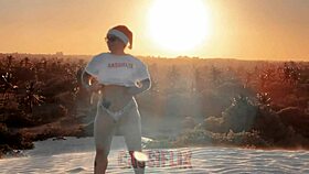 Mommy Noel gets caught masturbating and reaches an intense orgasm in lingerie