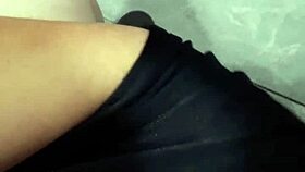 flashing at laundry mat to mature lady she looks shocked