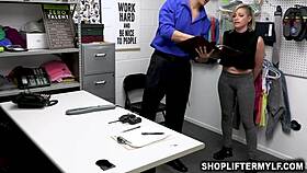 This pervert officer strikes a naughty deal with the milf shoplifter at work