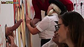 cfnm police ladies tugging gloryhole cocks in heels and stockings