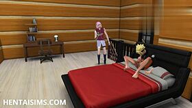 Sakura discovers boruto in a private moment and feels excited