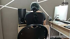 Taboo lesbian sex in the office, forbidden and intense