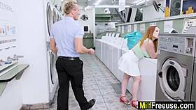 FREEUSE MILF THREESOME IN THE LAUNDROMAT SUMMER HART & ARIA VALENCIA