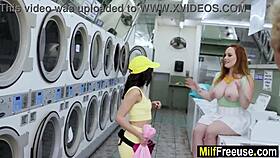 FREEUSE MILF THREESOME IN THE LAUNDROMAT SUMMER HART & ARIA VALENCIA