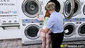 FREEUSE MILF THREESOME IN THE LAUNDROMAT SUMMER HART & ARIA VALENCIA