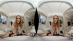 cadence lux gives blowjob in lingerie for wankzvr dlux treatment.