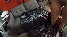 Petite girl rides monster cock on sofa POV!