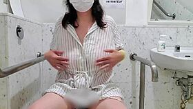 japanese milf masturbates lewdly in toilet selfie