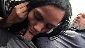 Beatriz licks Ted's cock during the ride and swallows his cum