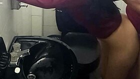 Caught this latina student fucking in school bathroom and cumming on her ass?