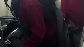 Caught this latina student fucking in school bathroom and cumming on her ass?