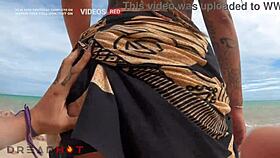 Latina brunette babe gets fucked under the cliff in public.